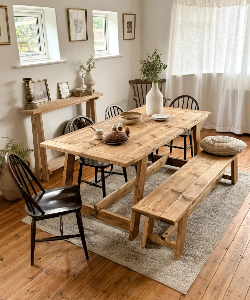 15 Rustic Farmhouse Solid Wood Dining Tables with Reclaimed Lumber