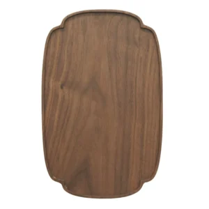 Black walnut wood tea tray with scalloped plum blossom edge