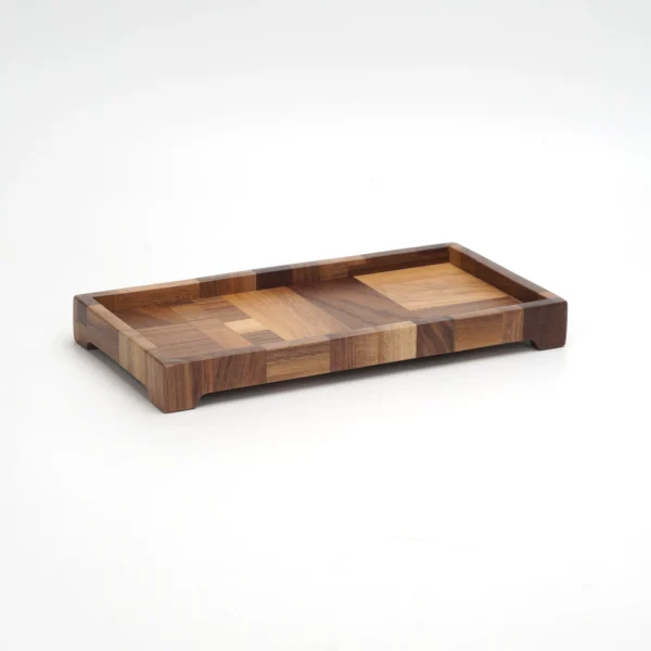 O1CN01CLpHgA1WOpmWdsx1R_725762779.webp Black walnut solid wood tray with spliced Japanese style design, shown in a rectangular shape with handle.