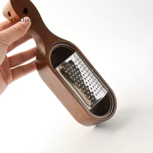 Jiwuji Acacia Wood Cheese Grater with stainless steel blade and acacia wood handle