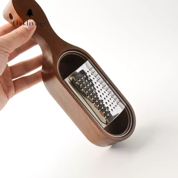Jiwuji Acacia Wood Cheese Grater with stainless steel blade and acacia wood handle