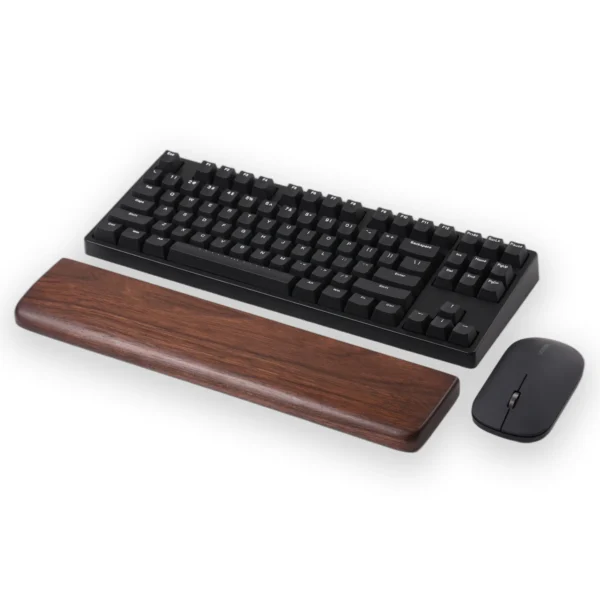 Solid wood wrist rest for mechanical keyboard in black walnut and imported oak, 2cm thick, available in multiple lengths