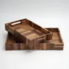 O1CN01OIadFF1WOpmUzaxcW_725762779.webp Black walnut solid wood tray with spliced Japanese style design, shown in a rectangular shape with handle.