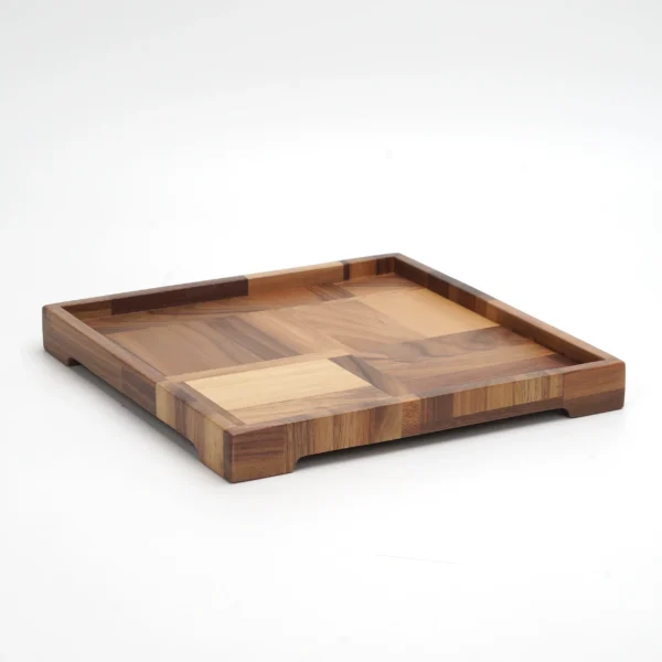 O1CN01Oqaz8M1WOpmUvCX2T_725762779.webp Black walnut solid wood tray with spliced Japanese style design, shown in a rectangular shape with handle.