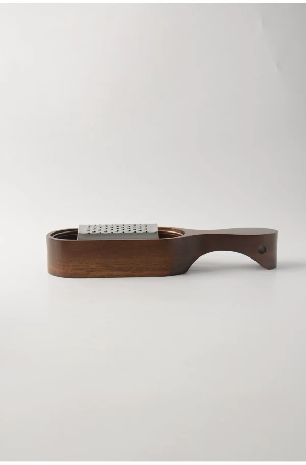 Jiwuji Acacia Wood Cheese Grater with stainless steel blade and acacia wood handle