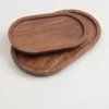 Oval walnut serving tray with Japanese style design, solid wood, for afternoon tea and snacks