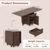Folded compact position of the table with storage against a home office wall