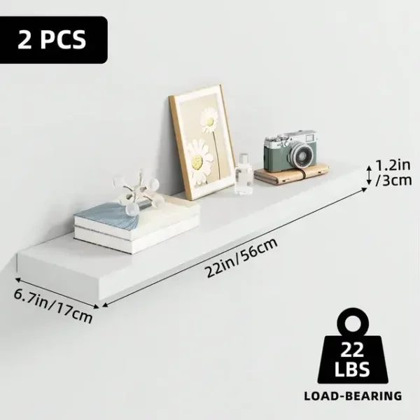 Floating Shelves Set of 2, 22 Inch Wall Mounted MDF Wood Shelves