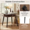 Rubber wood legs and 15.5 inch floor clearance under the side table
