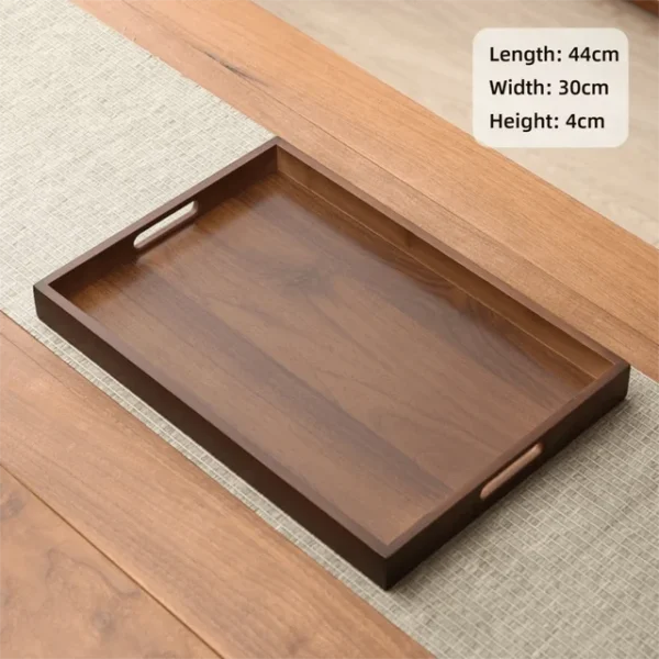 Rectangular Bamboo Serving Tray with Handle Walnut Color