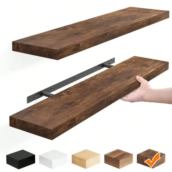 Floating Shelves Set of 2, 22 Inch Wall Mounted MDF Wood Shelves