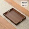 Rectangular Bamboo Serving Tray with Handle Walnut Color