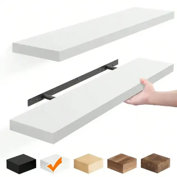 Floating Shelves Set of 2, 22 Inch Wall Mounted MDF Wood Shelves