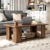 large-coffee-table-living-room-41-inch-two-tier-2 Two-tier coffee table showing the extra-large open storage shelf beneath the top