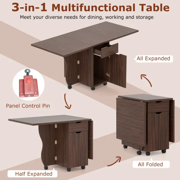 Wood-like texture finish and modern wood frame of the folding dining table