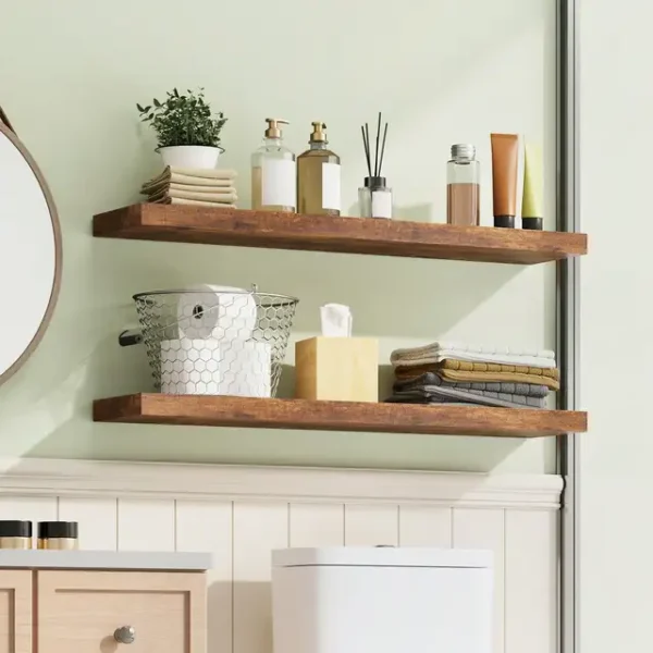 Floating Shelves Set of 2, 22 Inch Wall Mounted MDF Wood Shelves
