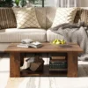 large-coffee-table-living-room-41-inch-two-tier-3 Side view of the 41 x 20.5 x 12.5 inch coffee table frame with low-profile proportions