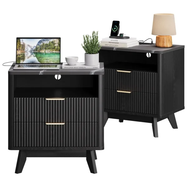 Open drawer showing deep storage space on metal glides