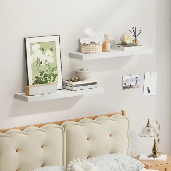 Floating Shelves Set of 2, 22 Inch Wall Mounted MDF Wood Shelves