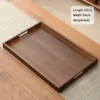 Rectangular Bamboo Serving Tray with Handle Walnut Color