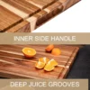 Reversible butcher block cutting board flipped to show the serving side