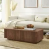 Medium Walnut finish detail on the 48-inch fluted coffee table top