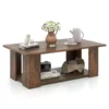 large-coffee-table-living-room-41-inch-two-tier-4 Modern coffee table with books and a game console on the open storage shelf
