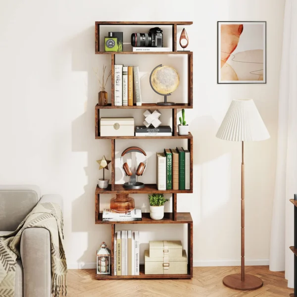 Slim 8-inch deep bookcase standing against a living room wall