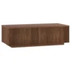 48-inch fluted wood coffee table in Medium Walnut viewed straight on
