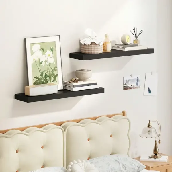 Floating Shelves Set of 2, 22 Inch Wall Mounted MDF Wood Shelves