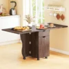 Half-expanded position of the folding dining table with panel control pins