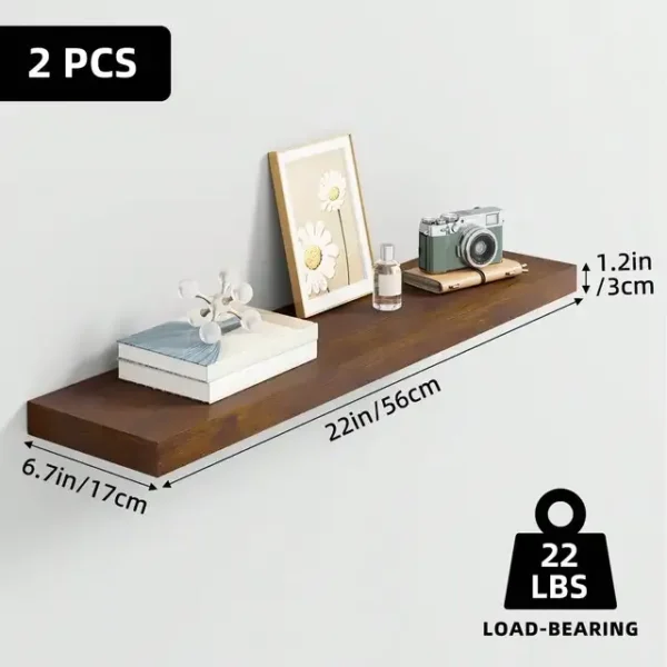 Floating Shelves Set of 2, 22 Inch Wall Mounted MDF Wood Shelves