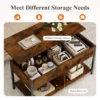 Farmhouse coffee table with wide straight wooden legs in a small living room