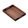 Rectangular Bamboo Serving Tray with Handle Walnut Color