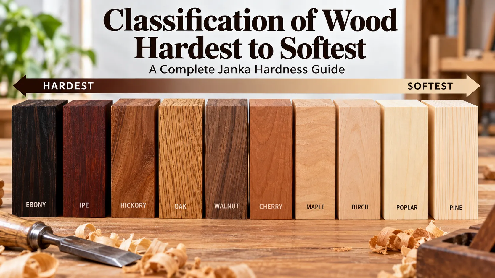 clasification of wood hardest to softest