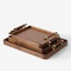product-2824ca90f7f2ed68 Rectangular solid wood walnut tray with vintage style, available in multiple sizes and handle options for desktop and entryway organization.