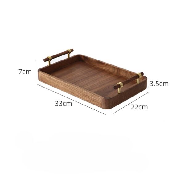 product-29a7fbc15cee4699 Rectangular solid wood walnut tray with vintage style, available in multiple sizes and handle options for desktop and entryway organization.