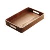 Ash wood serving tray in square shape with optional handles, suitable for dim sum and fruit