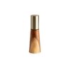 Cylindrical ceramic seasoning grinder and jar set with acacia wood accents, Japanese-style design for black peppercorns and kitchen use.
