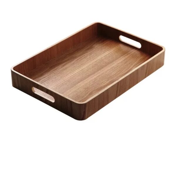 Ash wood serving tray in square shape with optional handles, suitable for dim sum and fruit