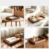product-e6724baef9f8e81f Rectangular solid wood walnut tray with vintage style, available in multiple sizes and handle options for desktop and entryway organization.