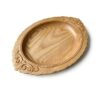 North American ash solid wood tray with natural grain, unpainted and colorless, shown as a dry fruit plate and tea tray in a vintage mid-century style.