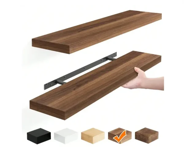 Floating Shelves Set of 2, 22 Inch Wall Mounted MDF Wood Shelves