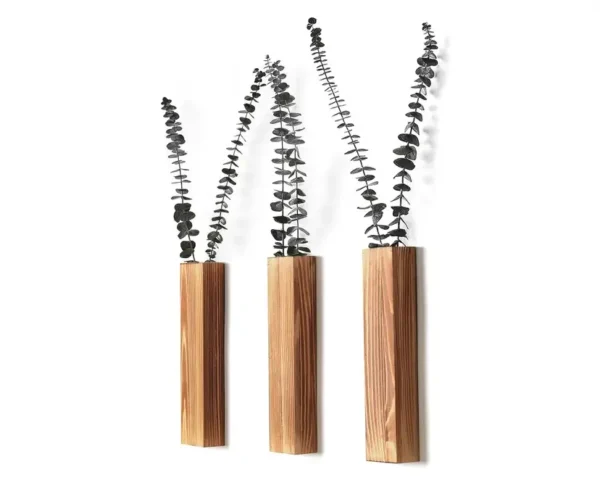 Wood Wall Planter Set, Hanging Pocket Vase for Plants
