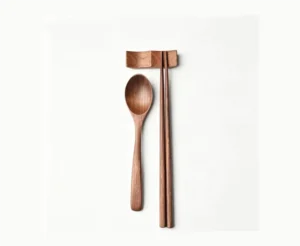 Wooden Spoon and Chopsticks Set with Rest