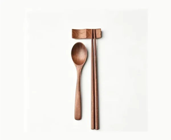 wood spoon 1 Wooden Spoon and Chopsticks Set with Rest